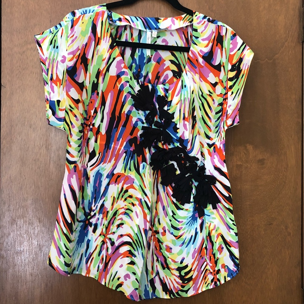 NWOT - Petticoat Alley 100% Silk Blouse w Embroid